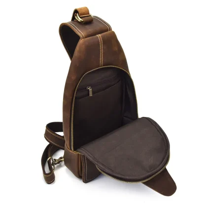 Retro Faux Leather Chest Sling Bag - Image 4