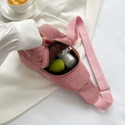 Lightweight Corduroy-Like Chest Sling Bag - Image 4
